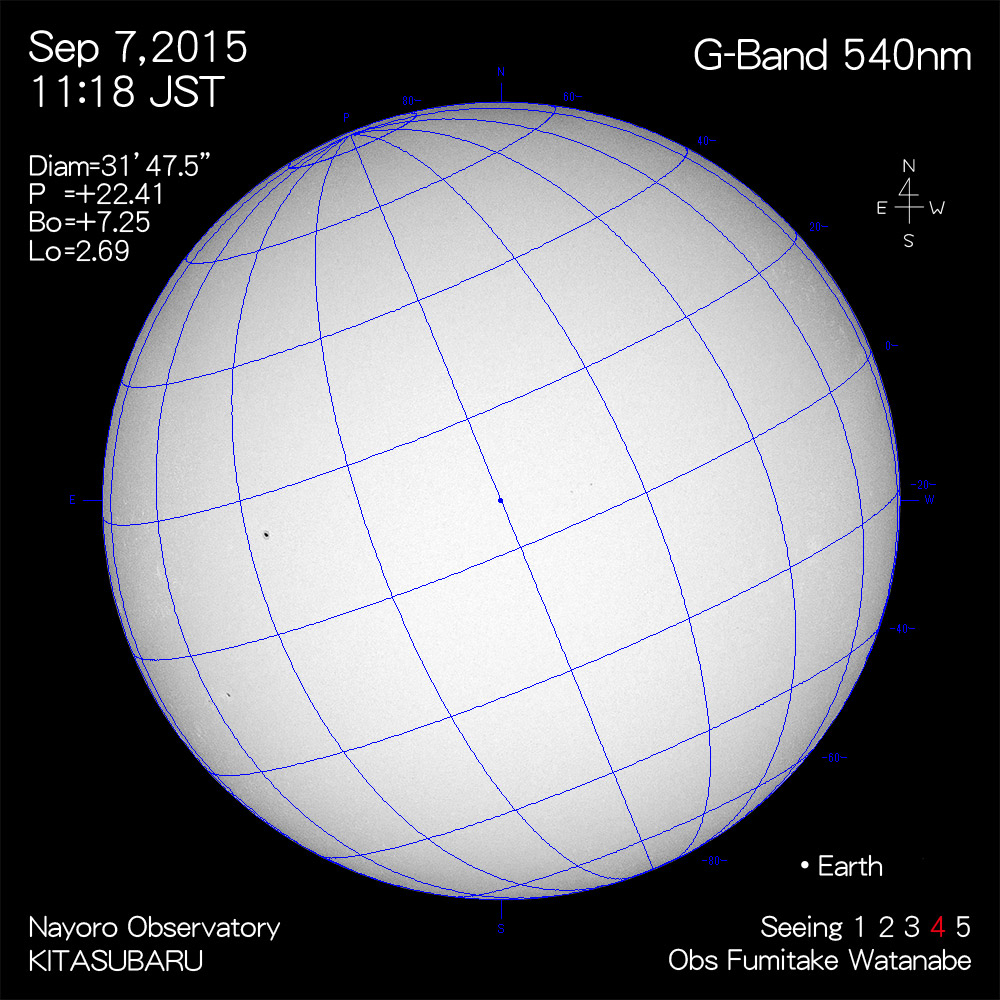 2015年9月7日540nm波長の太陽