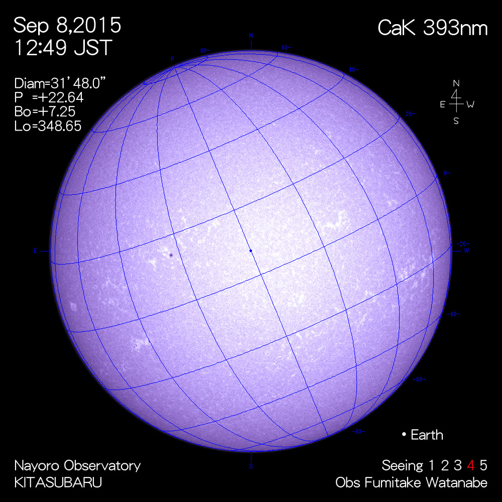 2015年9月8日CaK波長の太陽