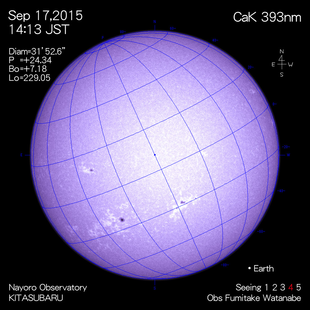 2015年9月17日CaK波長の太陽