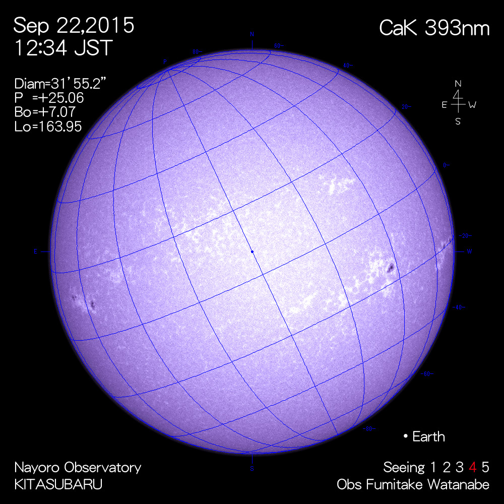 2015年9月22日CaK波長の太陽