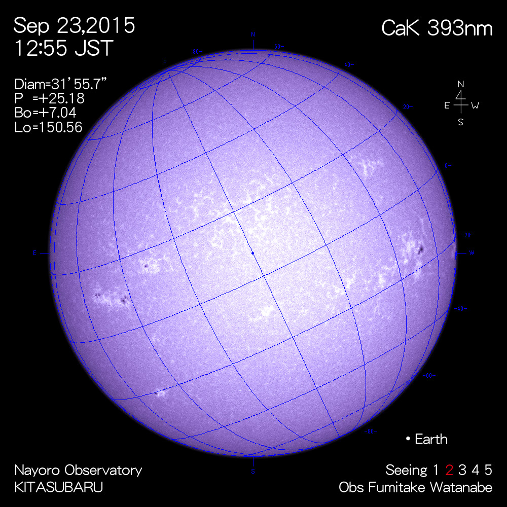 2015年9月23日CaK波長の太陽