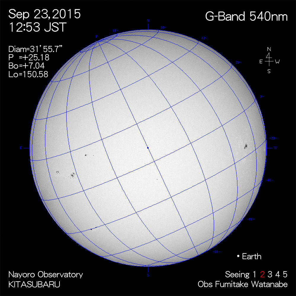 2015年9月23日540nm波長の太陽
