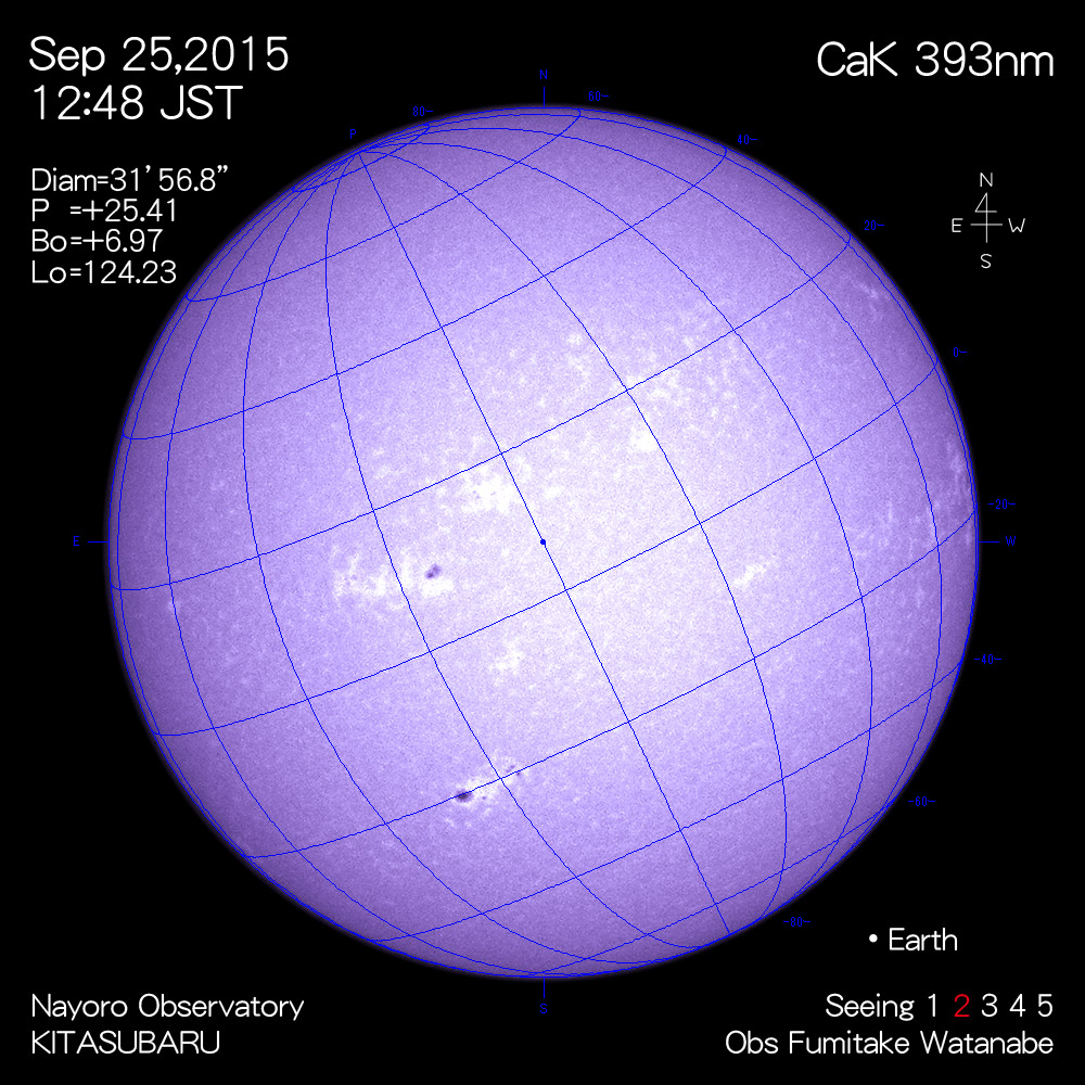 2015年9月25日CaK波長の太陽