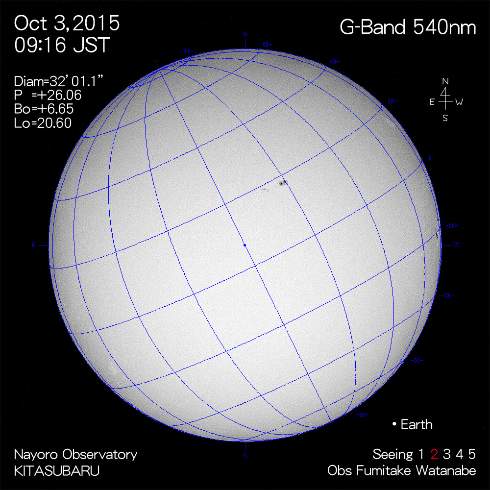 2015年10月3日540nm波長の太陽