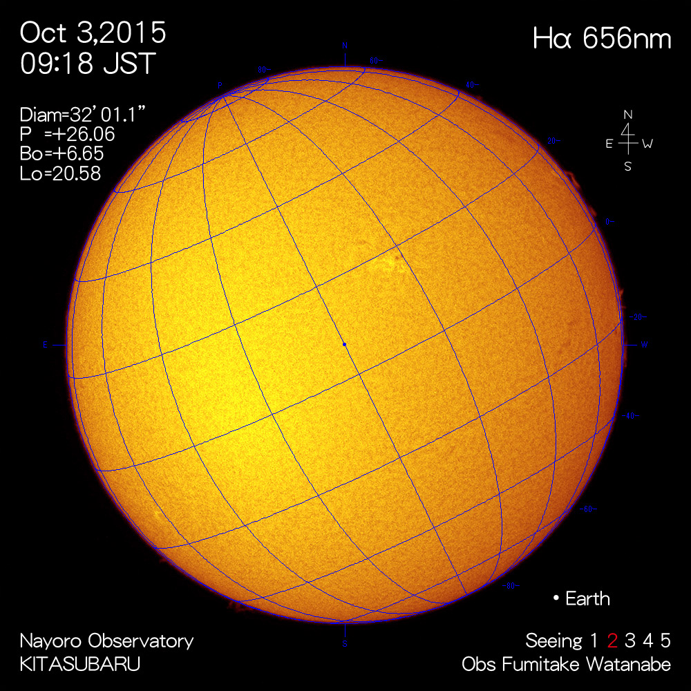 2015年10月3日Hα波長の太陽