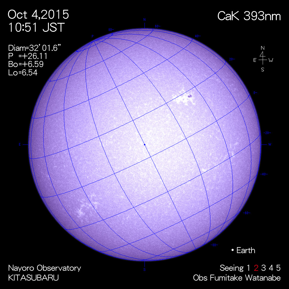 2015年10月4日CaK波長の太陽