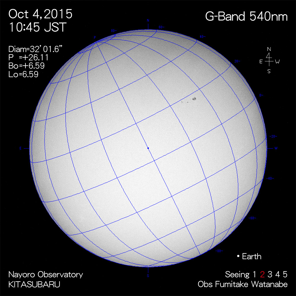 2015年10月4日540nm波長の太陽