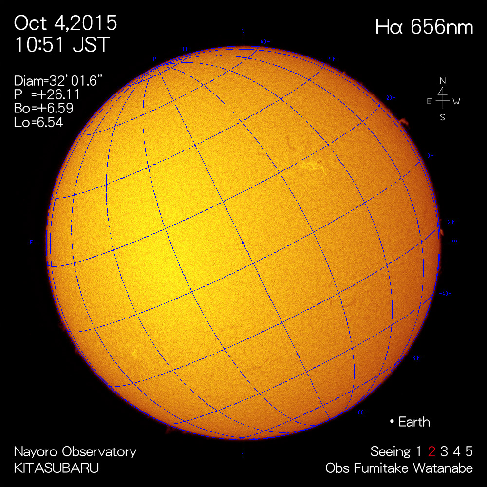 2015年10月4日Hα波長の太陽