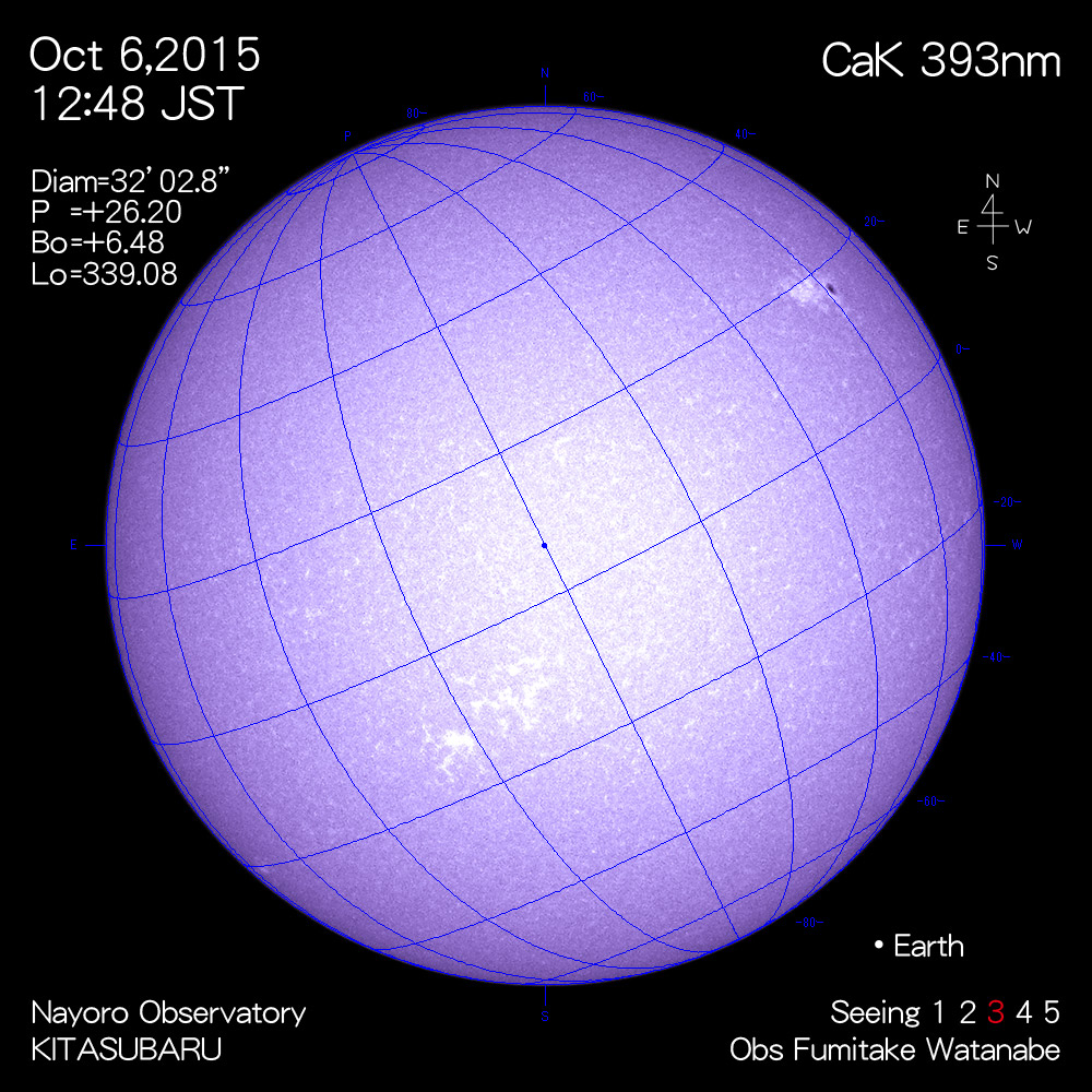 2015年10月6日CaK波長の太陽