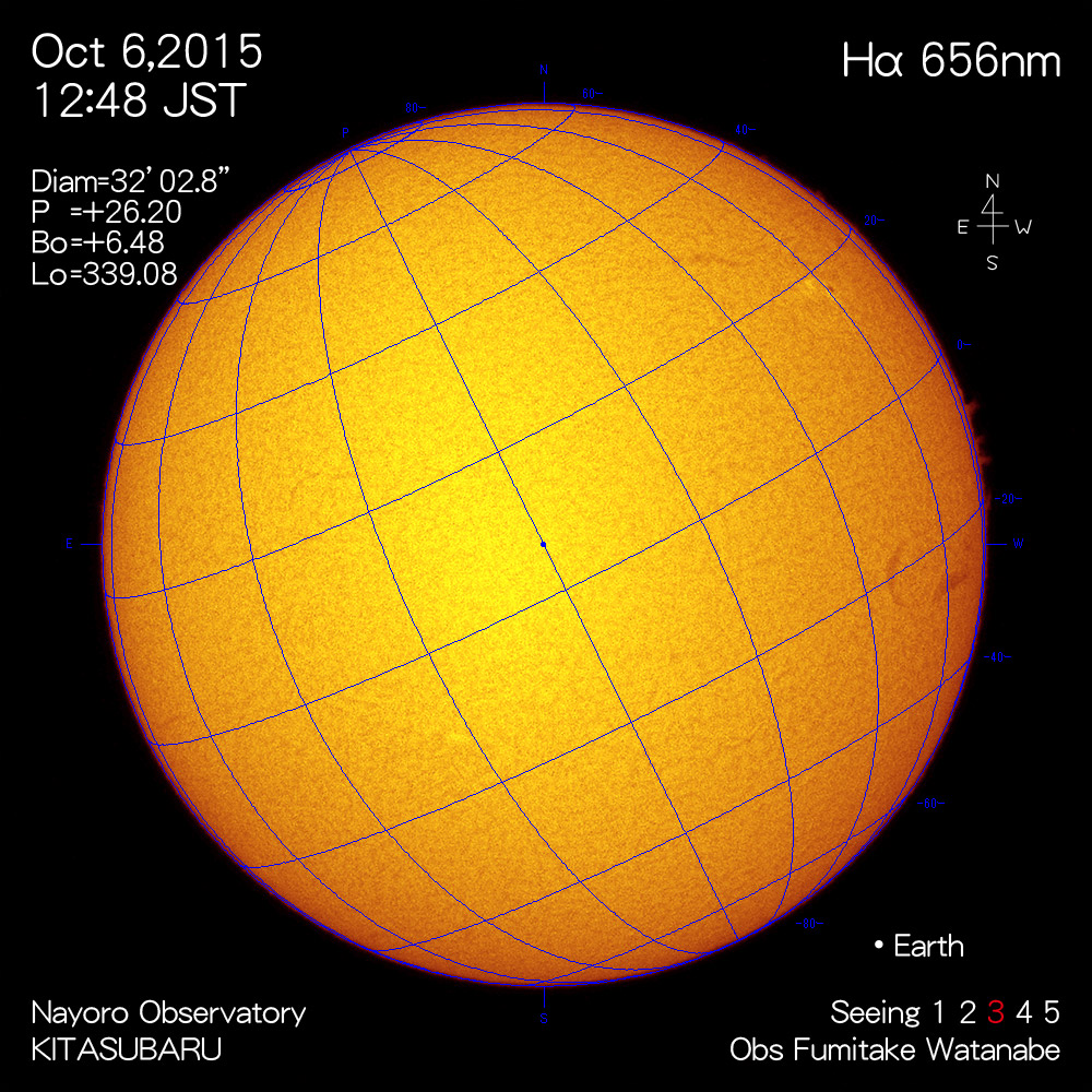 2015年10月6日Hα波長の太陽