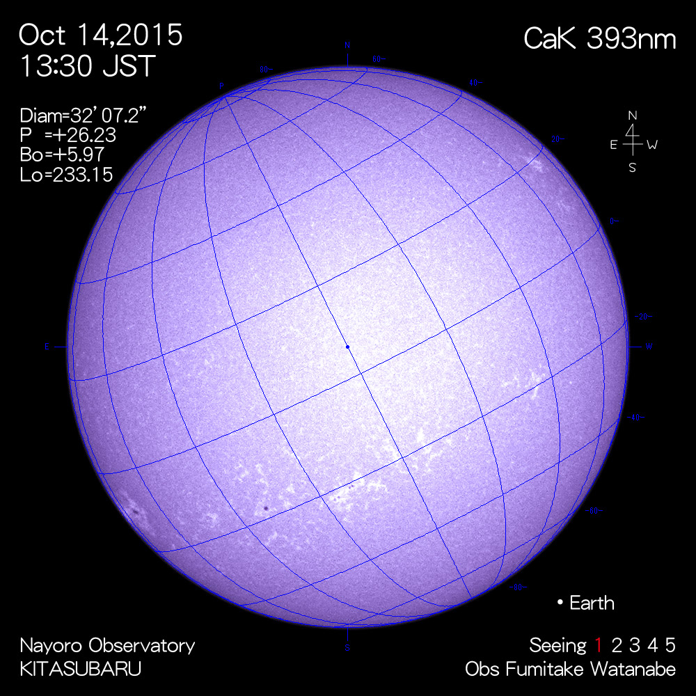 2015年10月14日CaK波長の太陽
