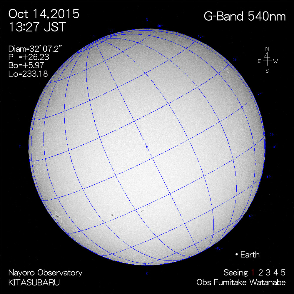 2015年10月14日540nm波長の太陽