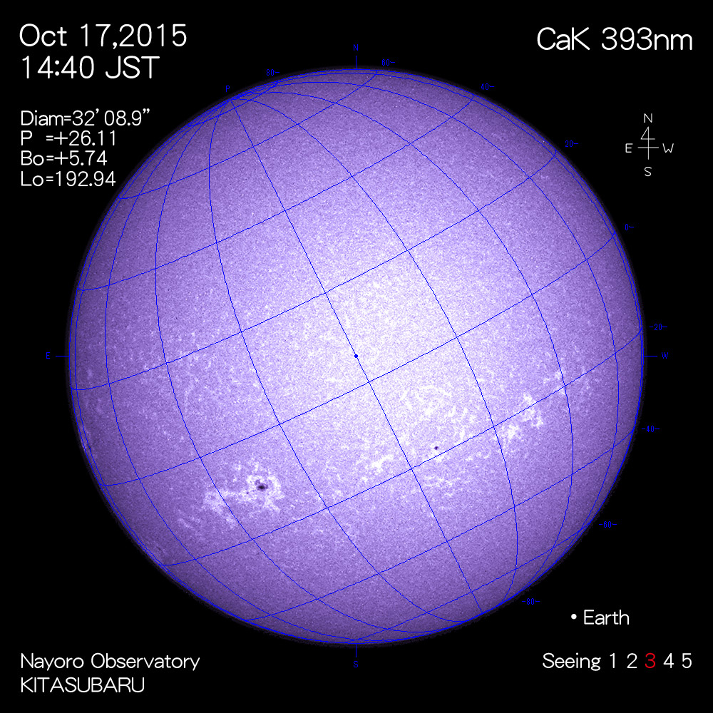 2015年10月17日CaK波長の太陽