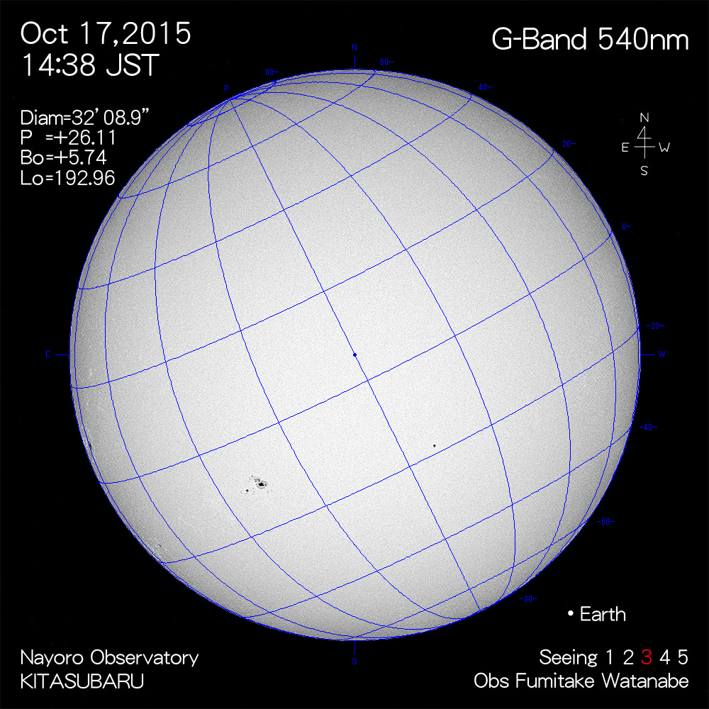 2015年10月17日540nm波長の太陽