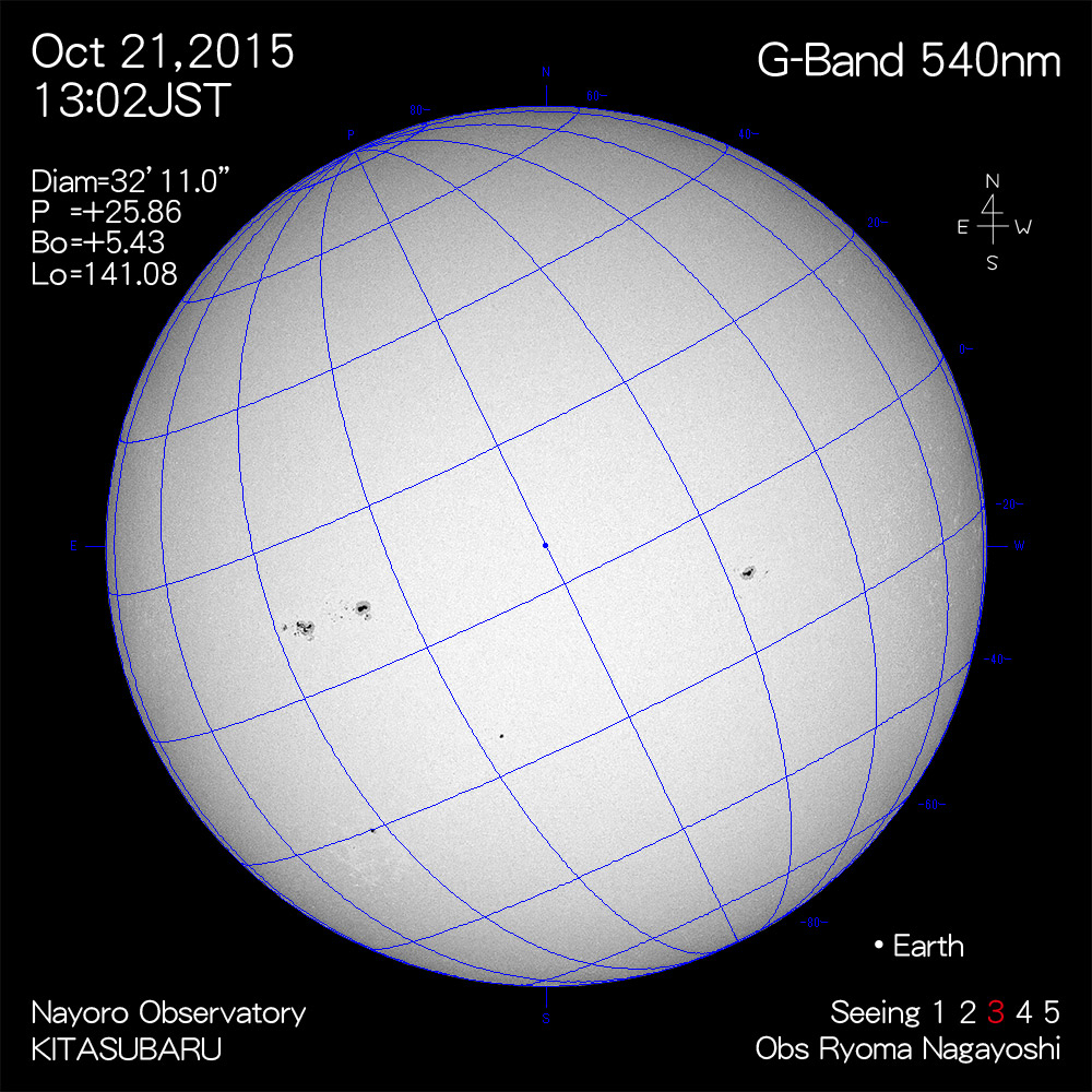 2015年10月21日540nm波長の太陽
