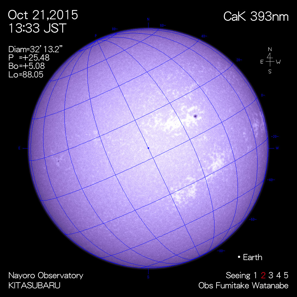 2015年10月25日CaK波長の太陽