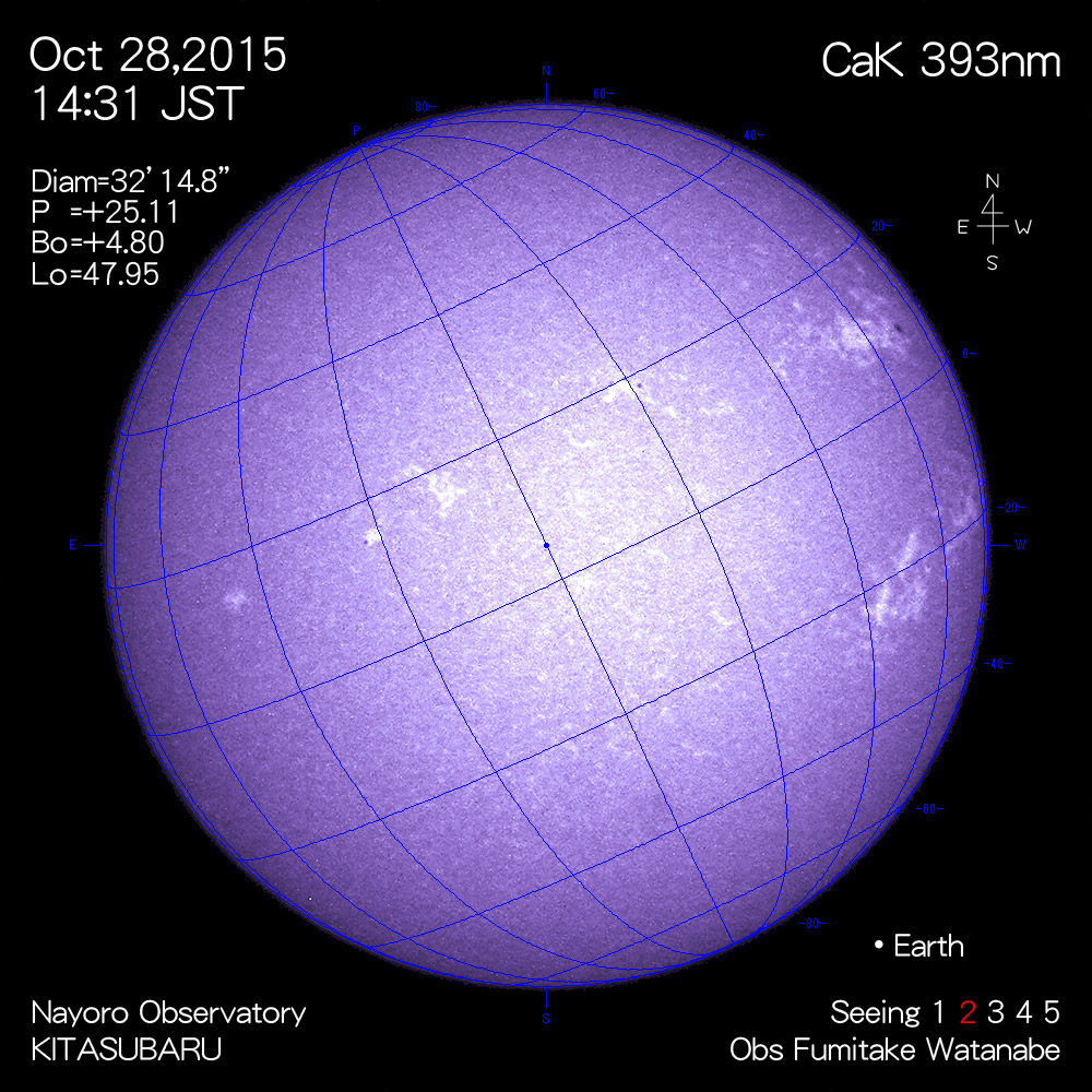 2015年10月28日CaK波長の太陽