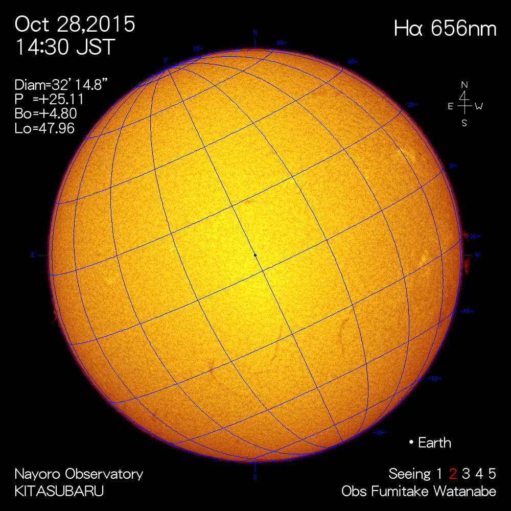 2015年10月28日Hα波長の太陽