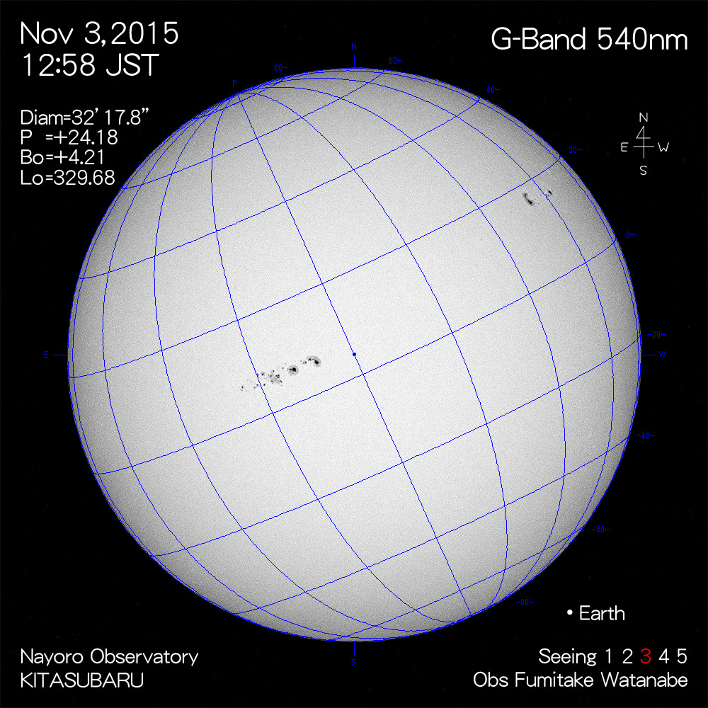 2015年11月3日540nm波長の太陽