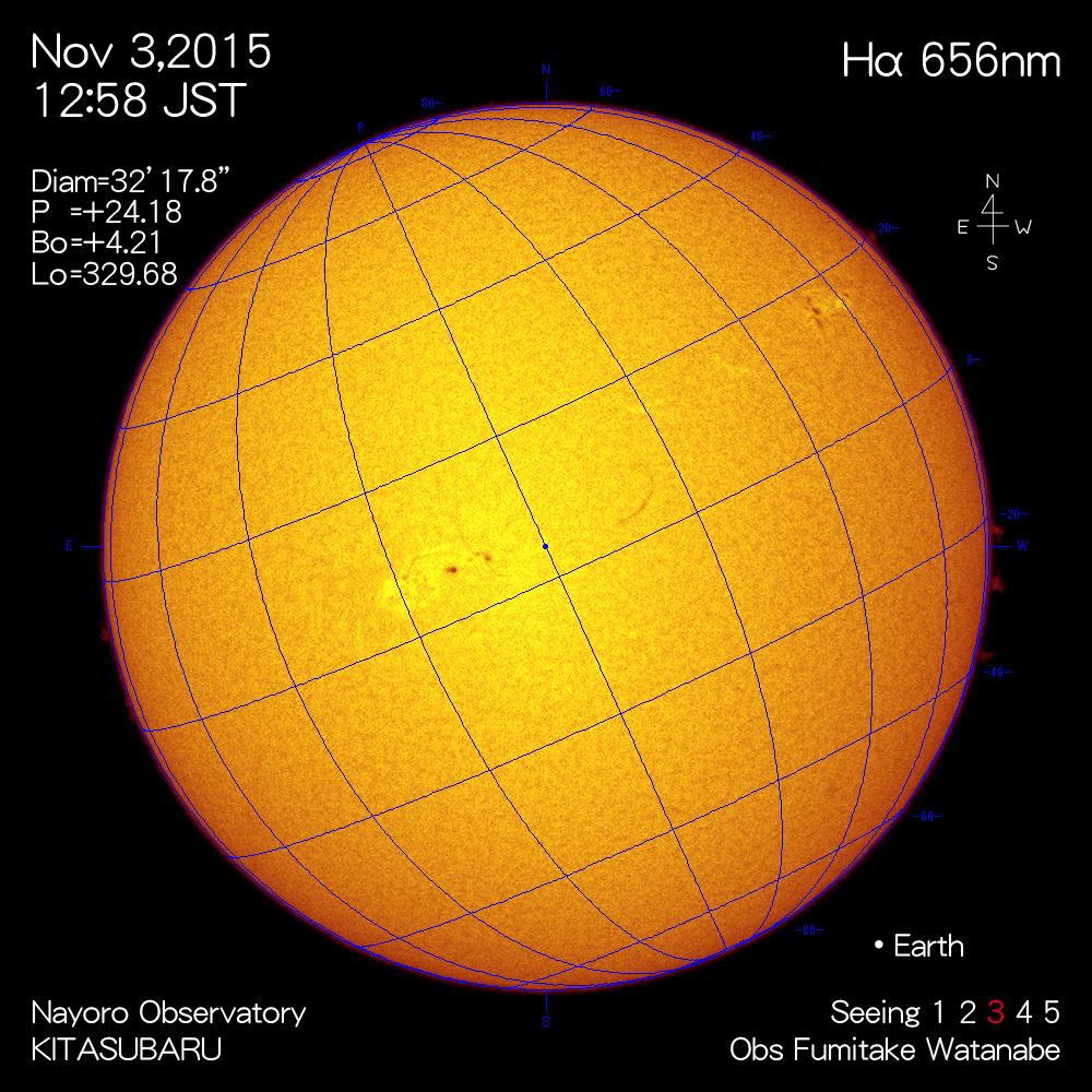 2015年11月3日Hα波長の太陽