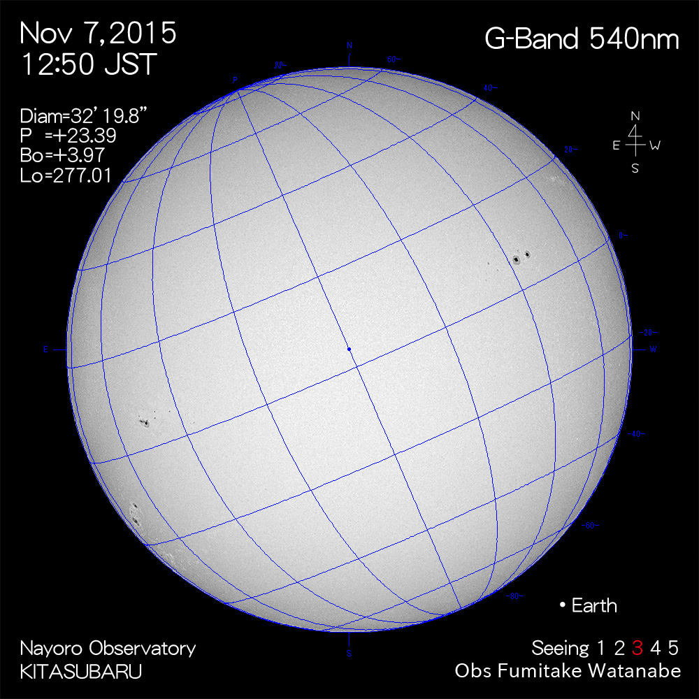 2015年11月7日540nm波長の太陽