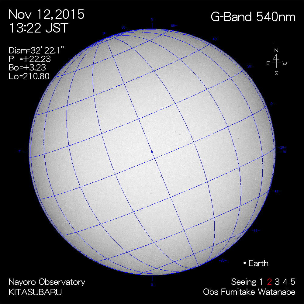 2015年11月12日540nm波長の太陽