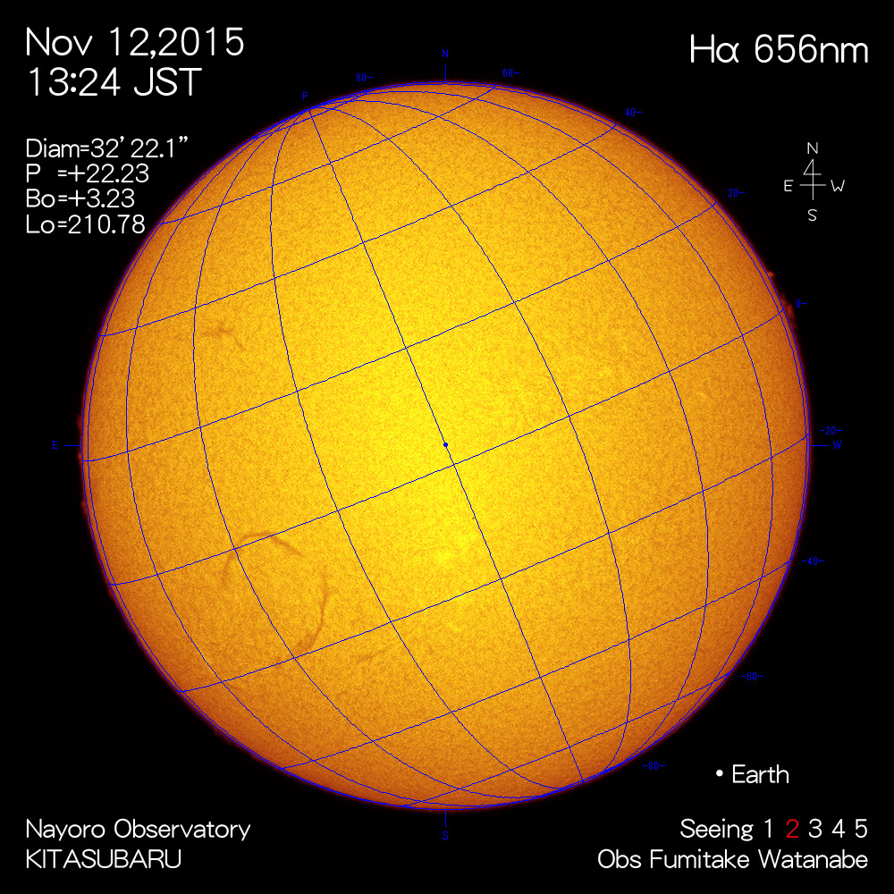 2015年11月12日Hα波長の太陽