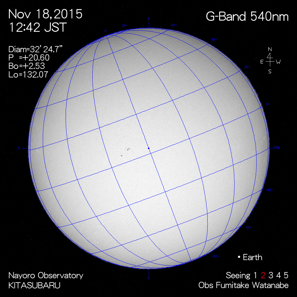2015年11月18/日540nm波長の太陽