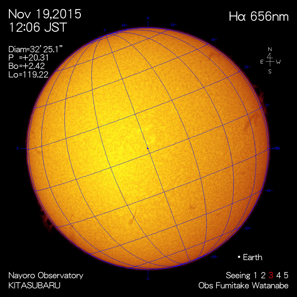 2015年11月19日Hα波長の太陽