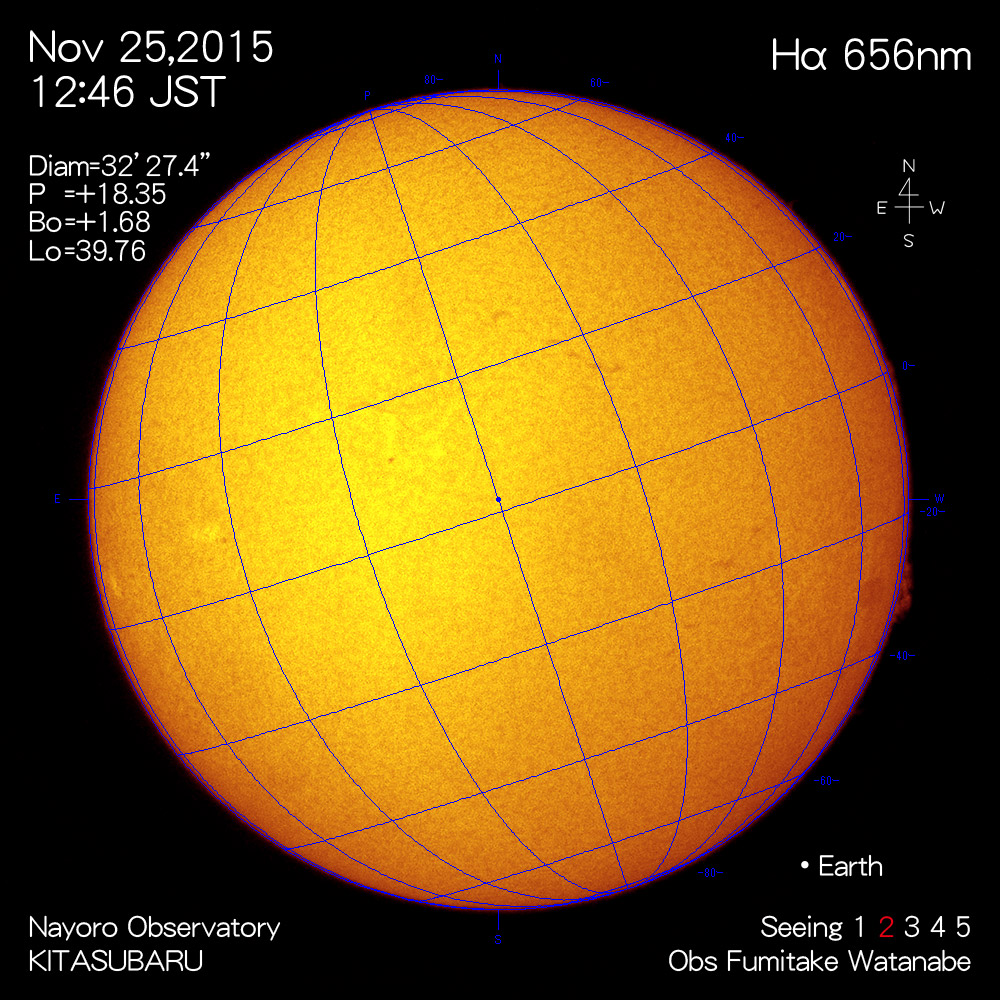 2015年11月25日Hα波長の太陽