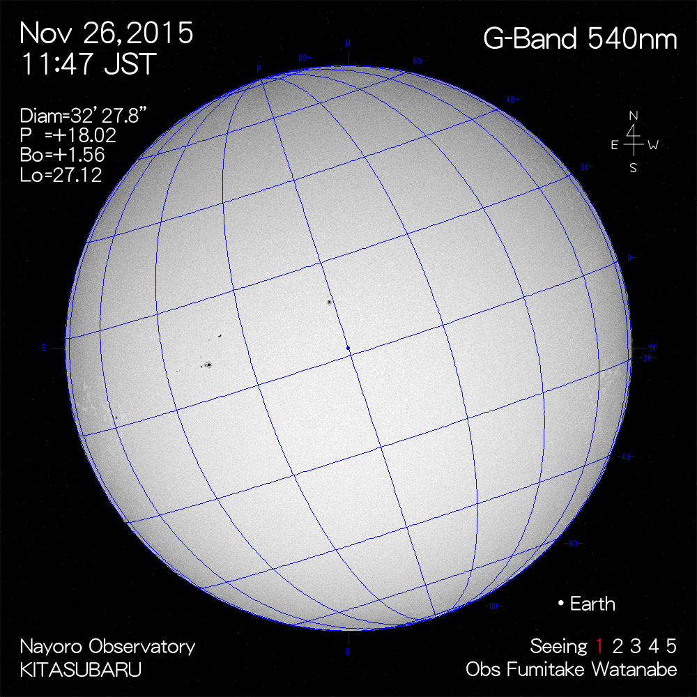 2015年11月26日540nm波長の太陽