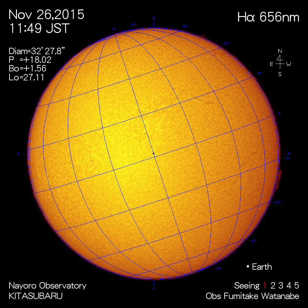 2015年11月26日Hα波長の太陽