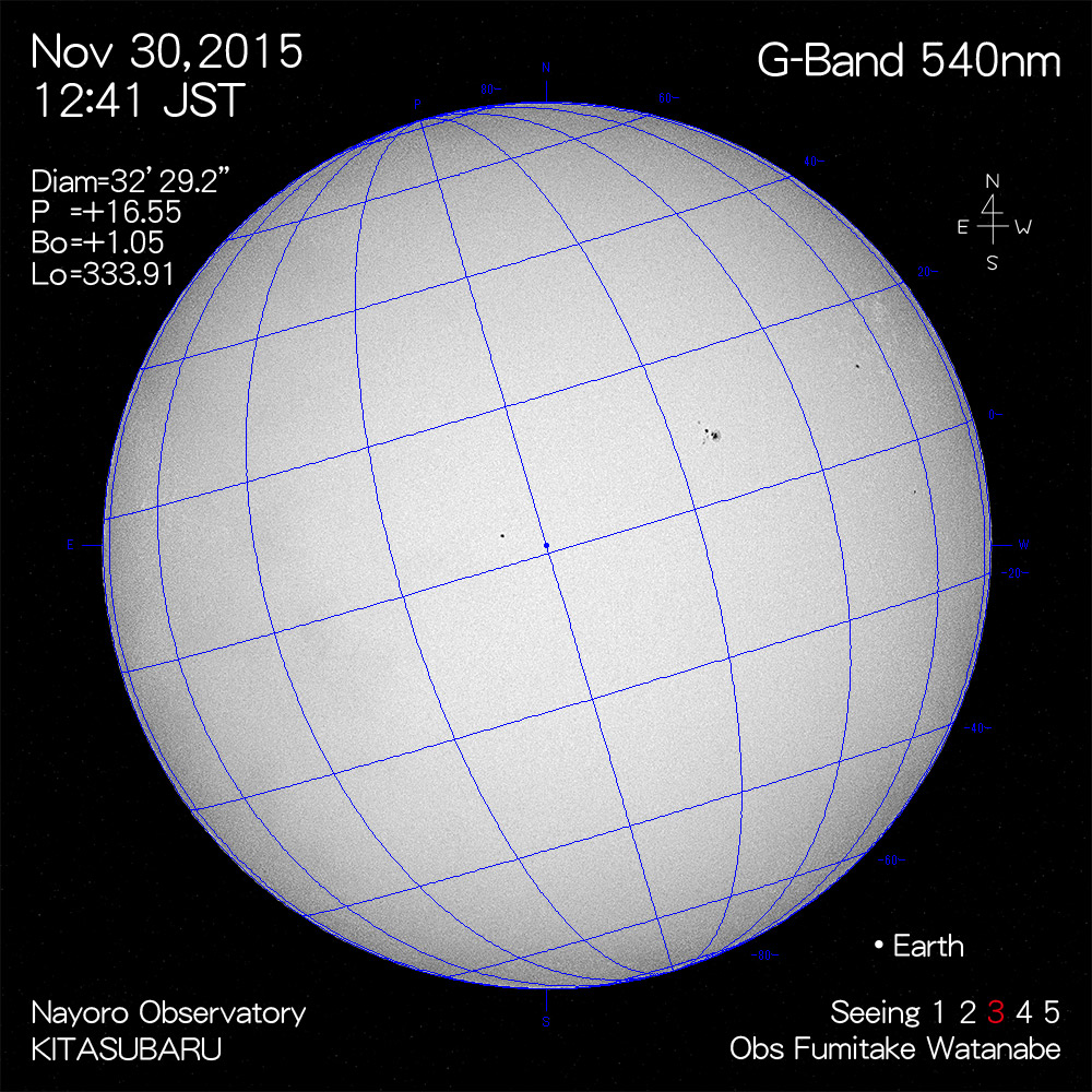 2015年11月30日540nm波長の太陽