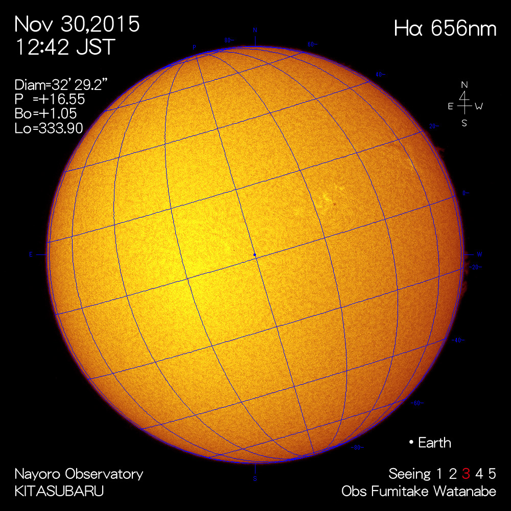 2015年11月30日Hα波長の太陽