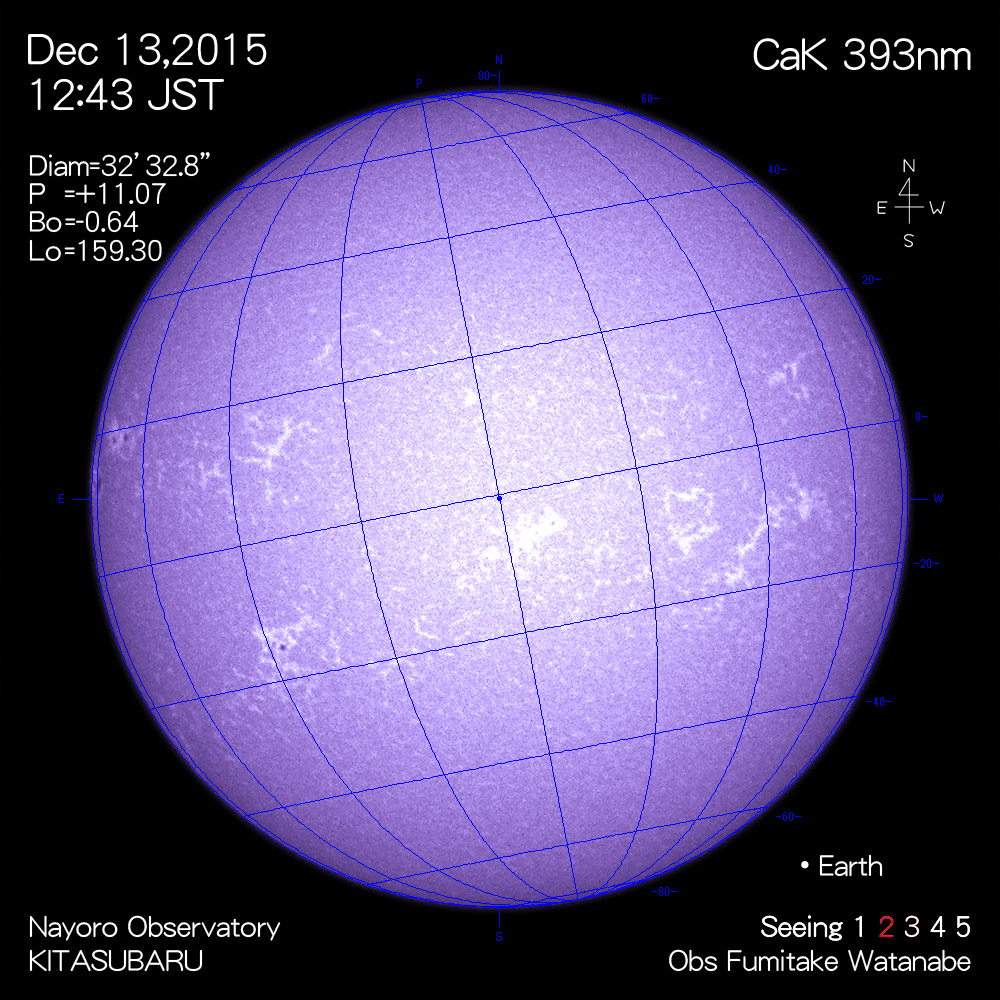 2015年12月13日CaK波長の太陽