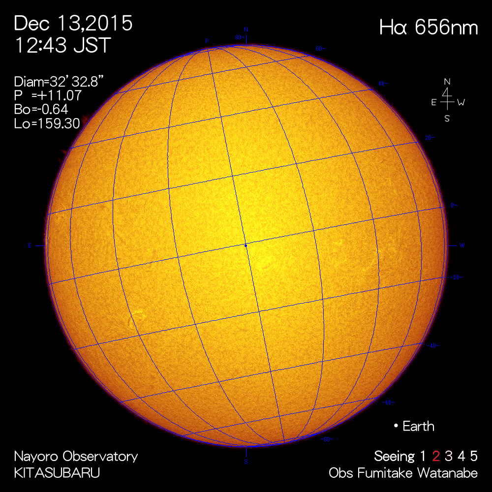 2015年12月13日Hα波長の太陽