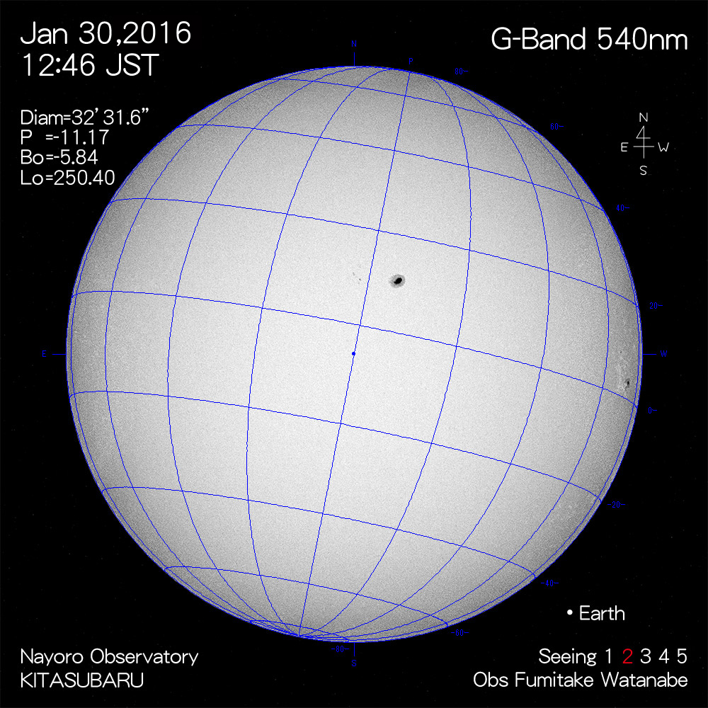 2016年1月30日540nm波長の太陽