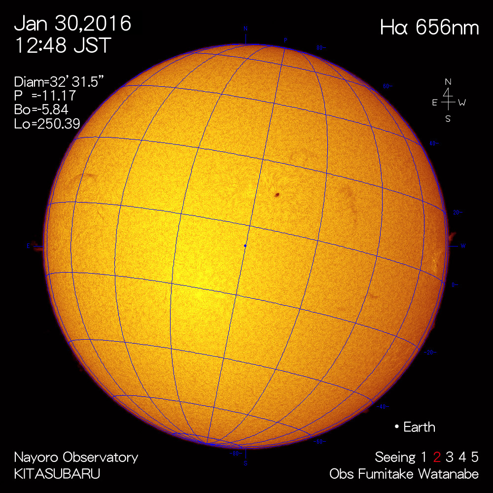 2016年1月30日Hα波長の太陽