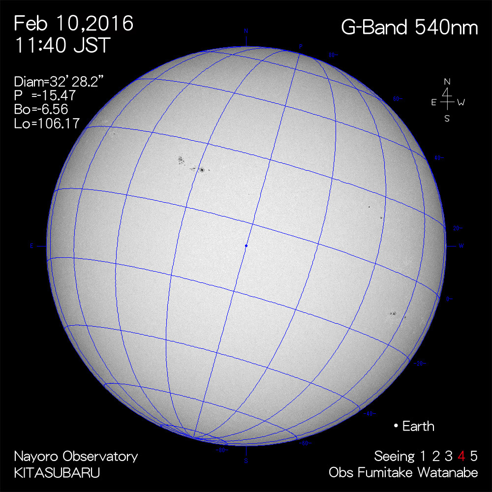2016年2月10日540nm波長の太陽