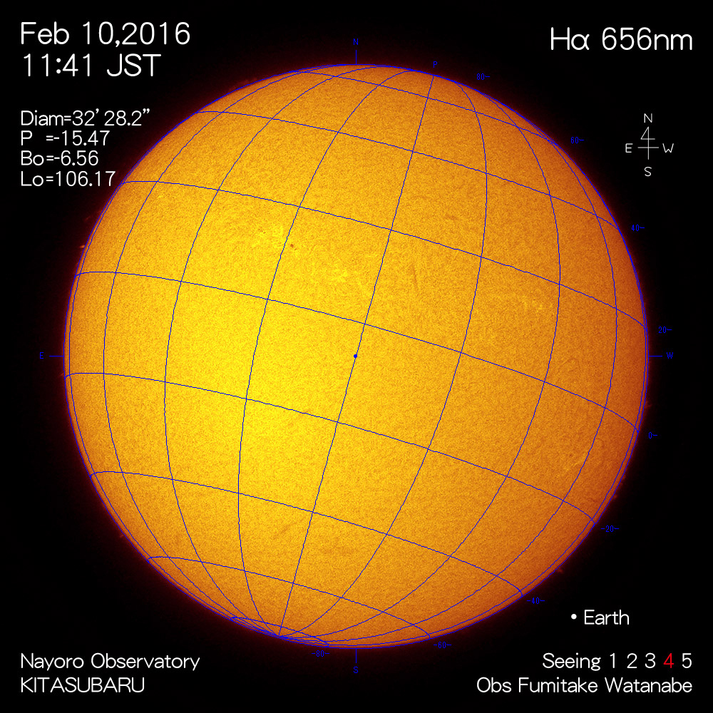 2016年2月10日Hα波長の太陽