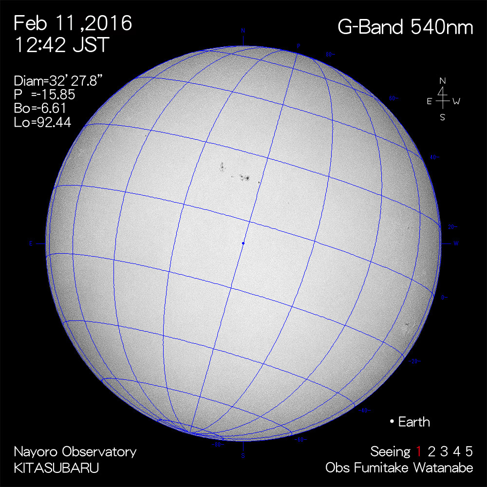 2016年2月11日540nm波長の太陽