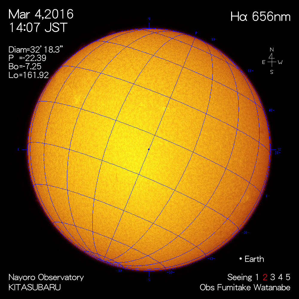 2016年3月4日Hα波長の太陽