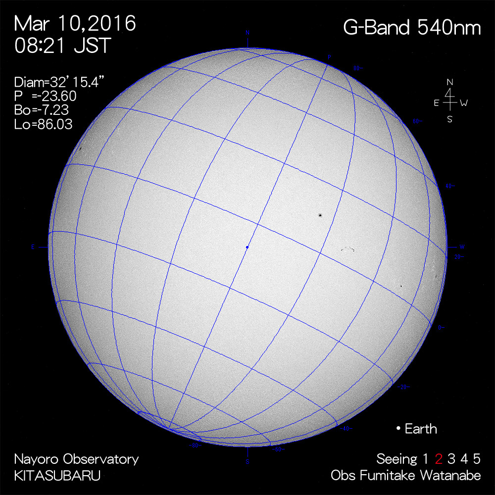 2016年3月10日540nm波長の太陽