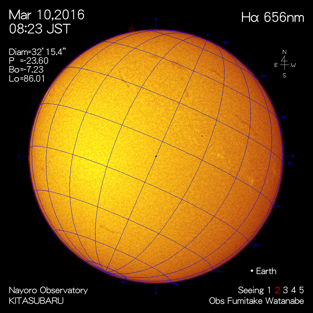 2016年3月10日Hα波長の太陽