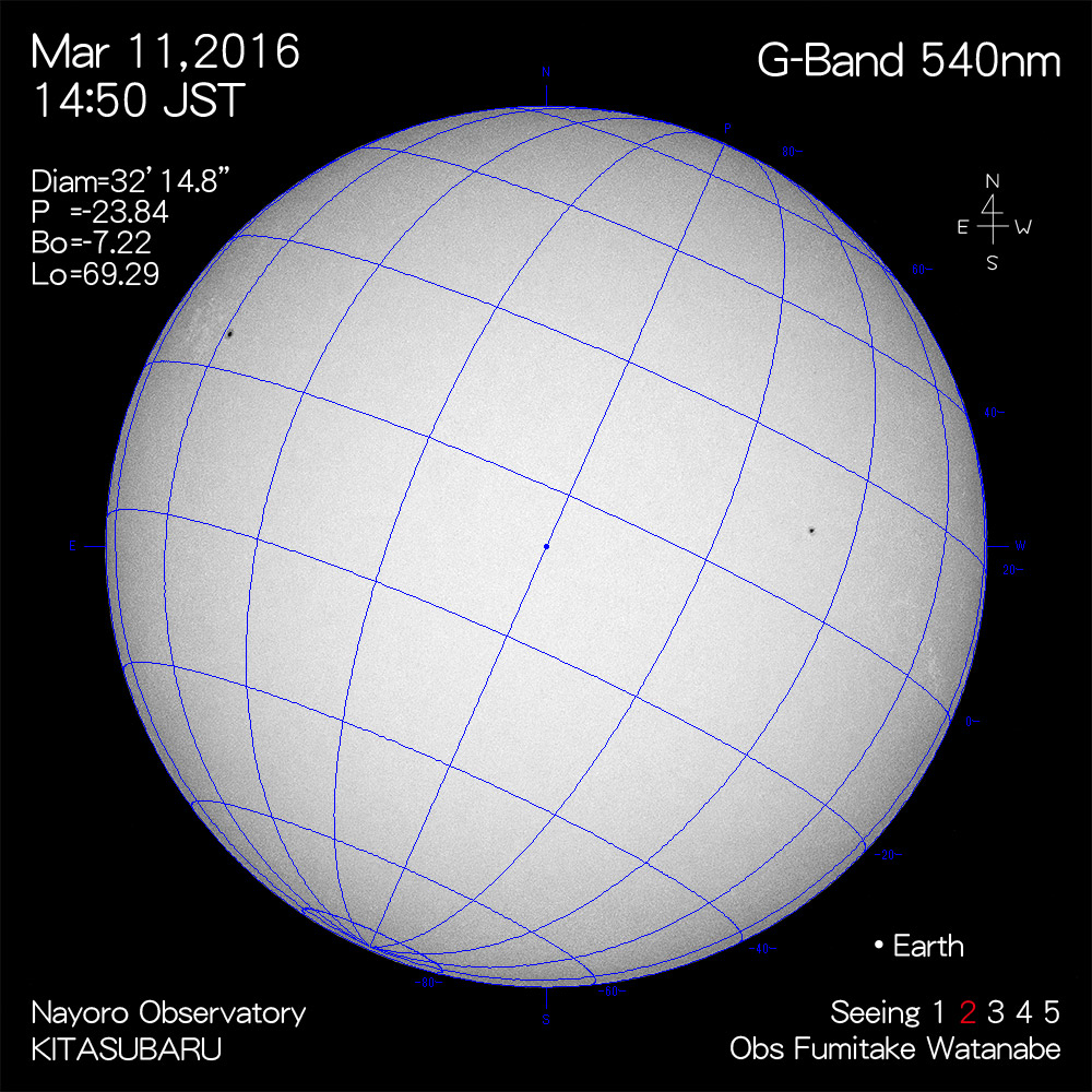2016年3月11日540nm波長の太陽