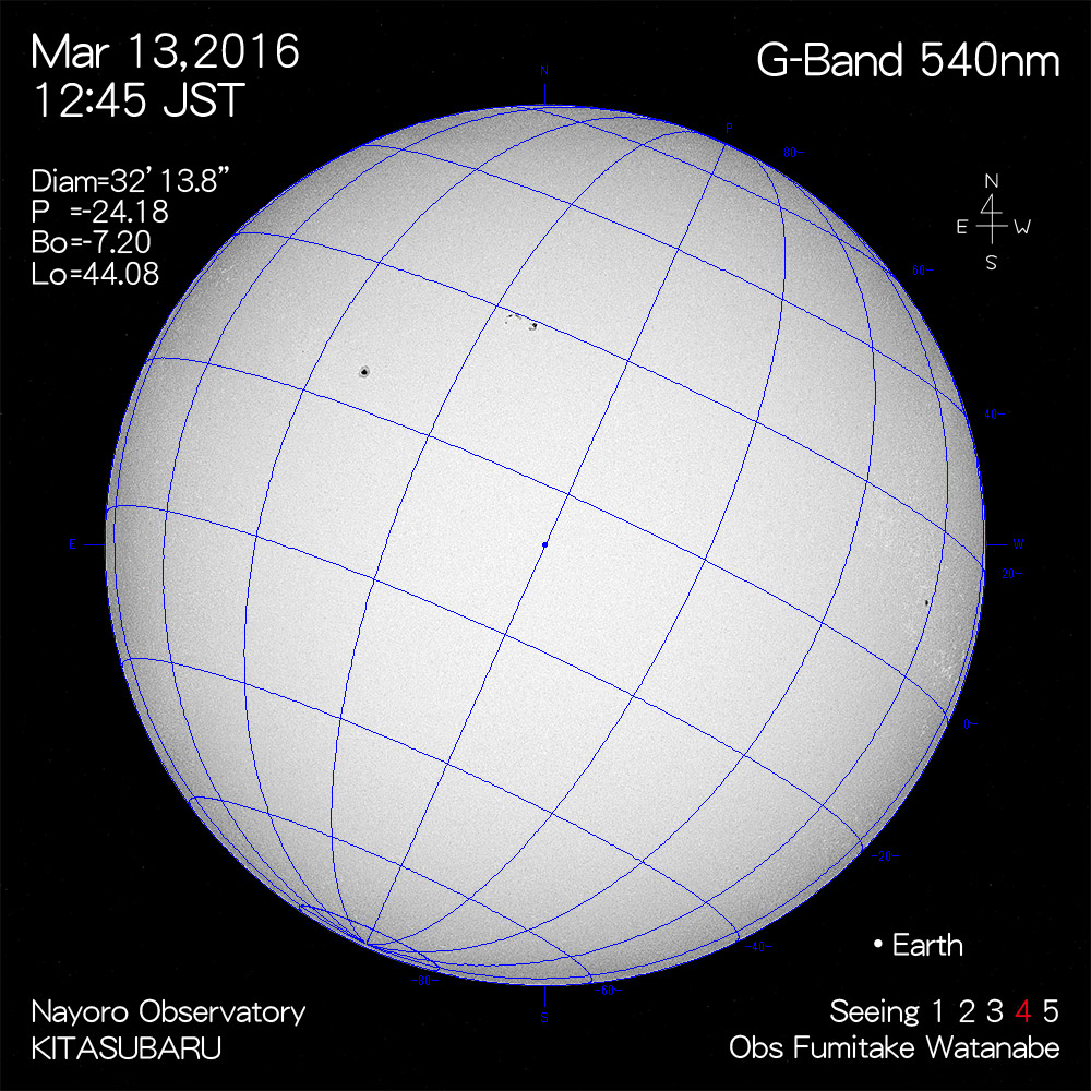 2016年3月13日540nm波長の太陽