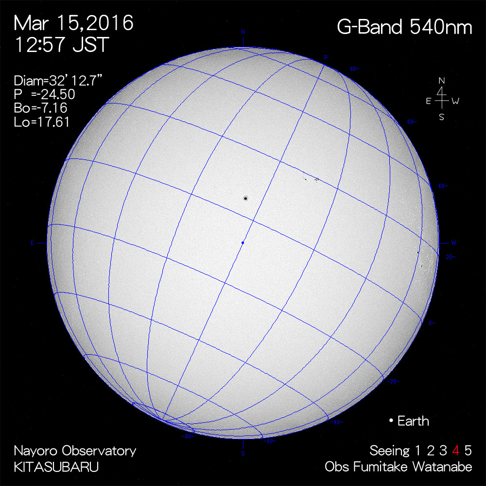 2016年3月15日540nm波長の太陽