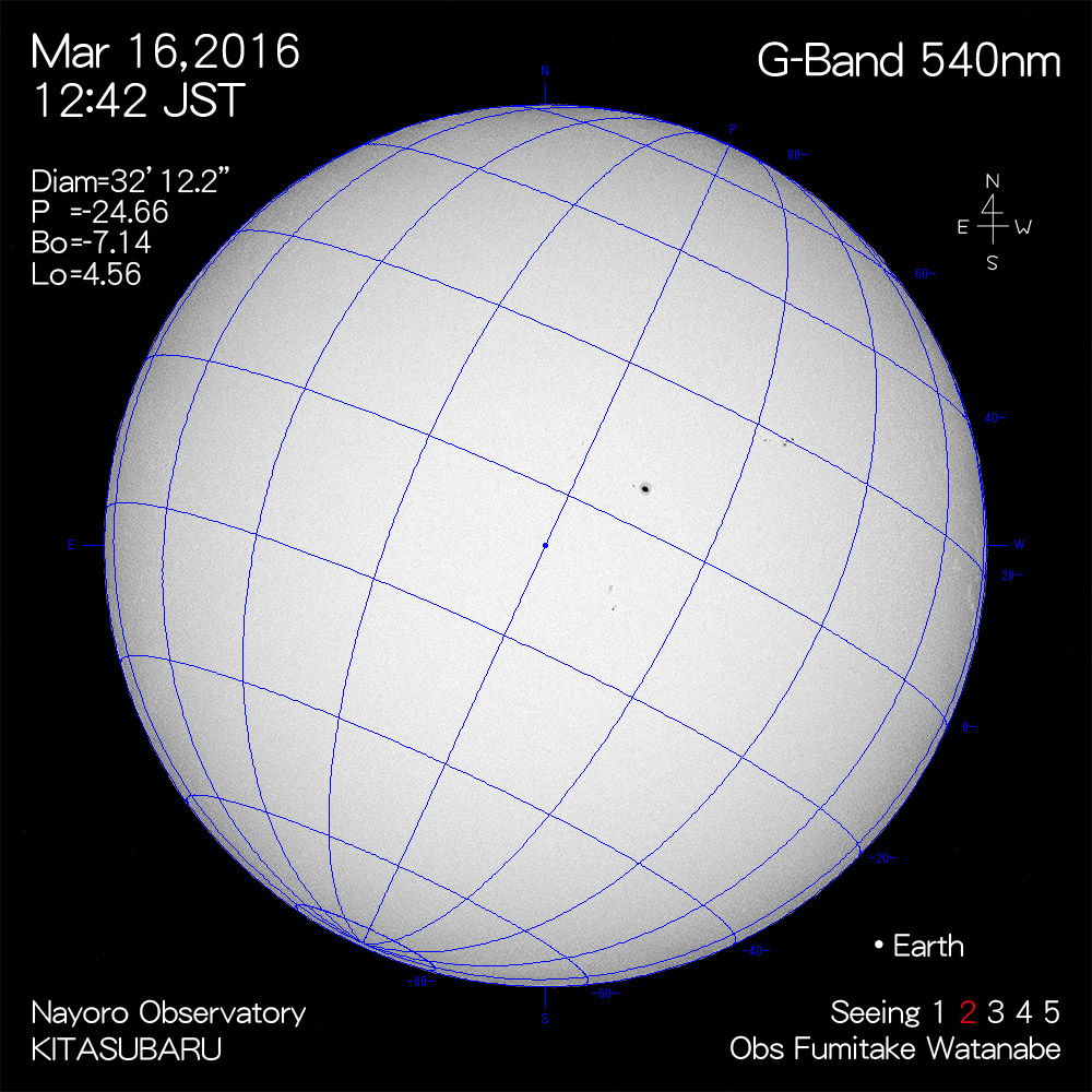 2016年3月16日540nm波長の太陽