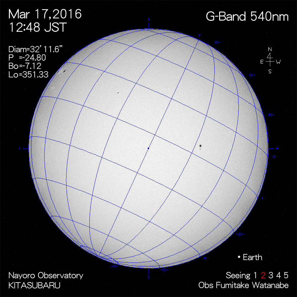 2016年3月17日540nm波長の太陽