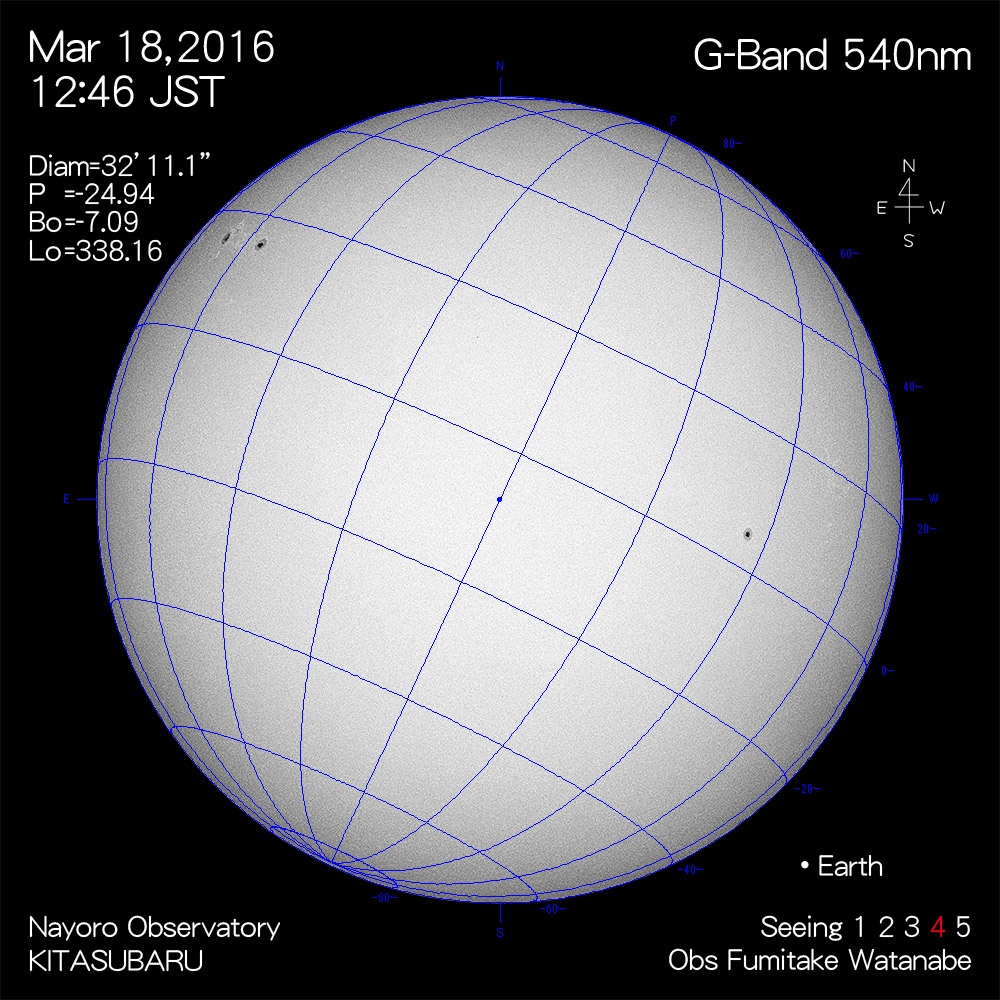 2016年3月18日540nm波長の太陽